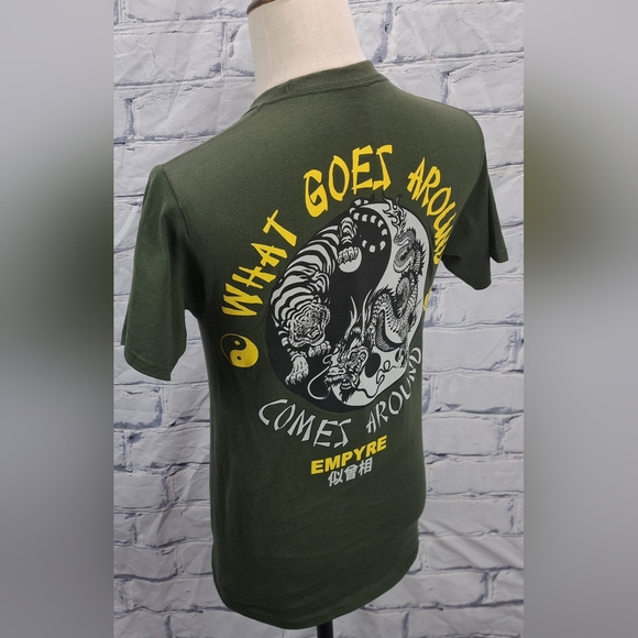 Empyre Men's Graphic T-Shirt Tee Karma Tiger Dragons Tao Military Green Small - Picture 3 of 10
